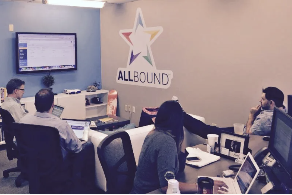 The early Allbound team working together at the downtown Phoenix office