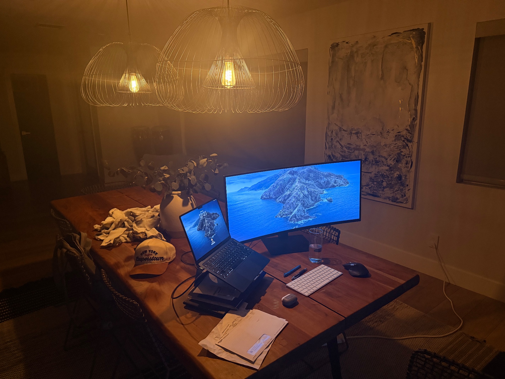 One of many late nights our dining table transformed into my workstation
